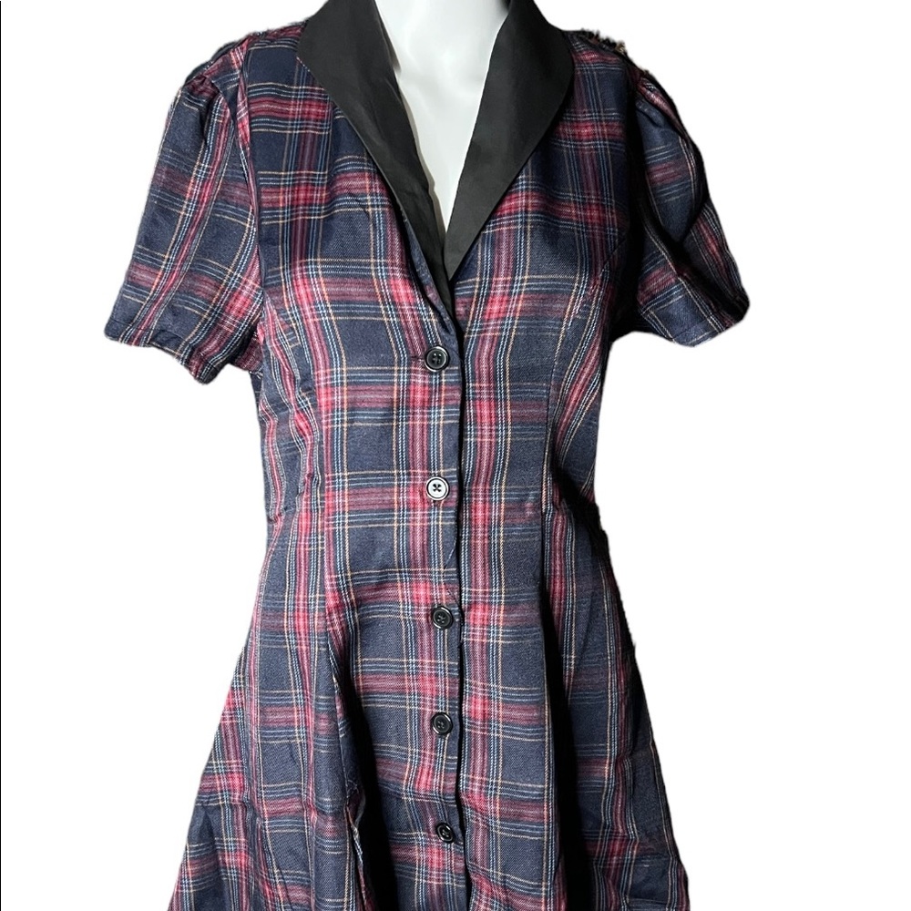 Plaid button dress